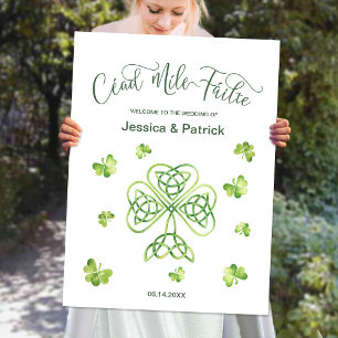 Póster Letrero de Bienvenida de Boda Irlandesa Cead Mile