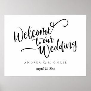 Póster Letrero de Bienvenida de Boda - Letra Script Pince