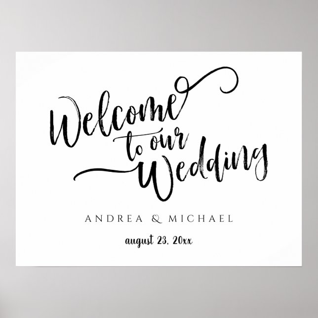 Póster Letrero de Bienvenida de Boda - Letra Script Pince (Frente)