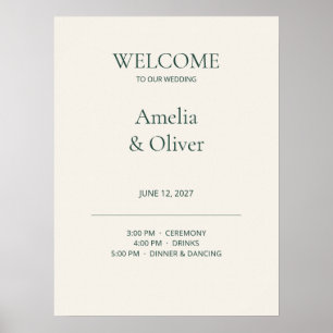Póster Letrero de Bienvenida de Boda Marfil con Cronologí