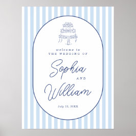 Póster Letrero de bienvenida de boda minimalista con fran