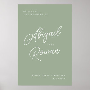 Póster Letrero de bienvenida de boda minimalista elegante
