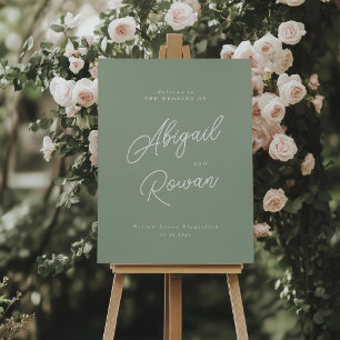 Póster Letrero de bienvenida de boda minimalista en verde