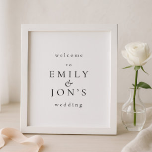 Póster Letrero de bienvenida de boda minimalista imprimib