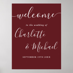 Póster Letrero de bienvenida de boda moderno elegante ros