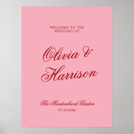 Póster Letrero de bienvenida de boda moderno y limpio en 