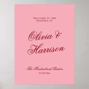Póster Letrero de bienvenida de boda moderno y limpio en