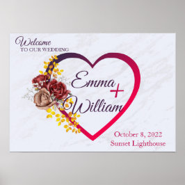 Póster Letrero de Bienvenida de Boda Personalizado