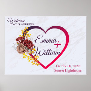 Póster Letrero de Bienvenida de Boda Personalizado