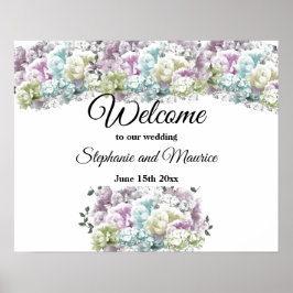 Póster Letrero de Bienvenida de Boda Ramo Variado Floral