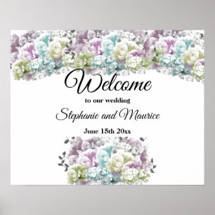 Póster Letrero de Bienvenida de Boda Ramo Variado Floral