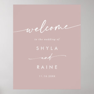 Póster Letrero de bienvenida de boda rosa polvoriento boh