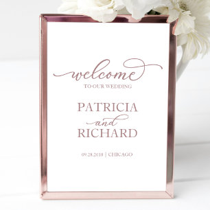 Póster Letrero de Bienvenida de Boda Simple Escritura e