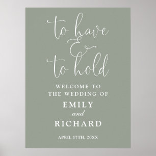 Póster Letrero De Bienvenida De Boda Verde Menta Have And