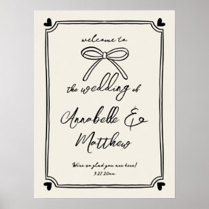 Póster Letrero de Bienvenida de Boda Vintage Dibujado a M