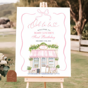 Póster Letrero de bienvenida de café parisino coqueto fra