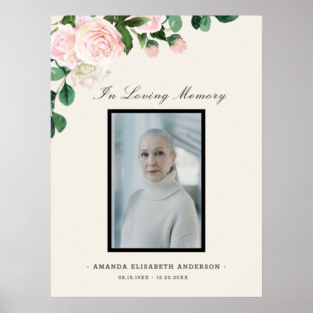 Póster Letrero de bienvenida de celebración floral funera (Frente)
