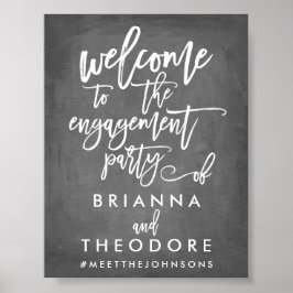 Póster Letrero de bienvenida de compromiso con letra a ma