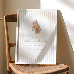 Póster Letrero de bienvenida de cumpleaños de caballo con