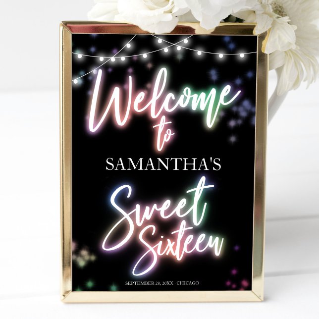 Póster Letrero de bienvenida de cumpleaños Sweet 16 con b (Subido por el creador)
