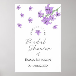 Póster Letrero de bienvenida de ducha de flores de lirio