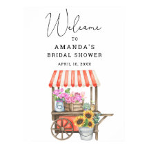 Letrero de bienvenida de ducha de novia de flor