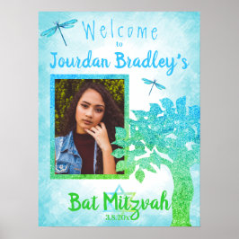 Póster Letrero de bienvenida de fiesta turquesa y verde