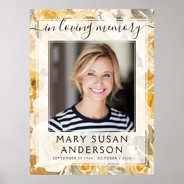 Póster Letrero de bienvenida de flor amarilla de foto en  (Frente)