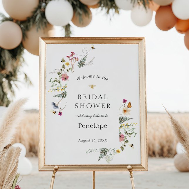 Póster Letrero de bienvenida de flores silvestres y abeja (Subido por el creador)