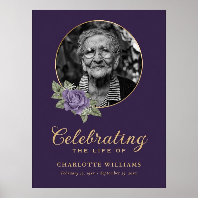 Póster Letrero de bienvenida de foto de funeral floral de (Frente)