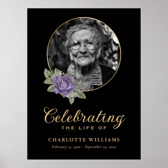 Póster Letrero de bienvenida de foto de funeral floral pú (Frente)