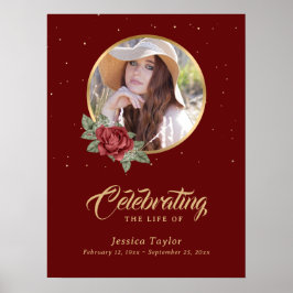 Póster Letrero de bienvenida de funeral con foto roja per