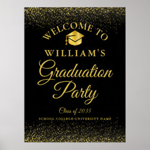 Póster Letrero de bienvenida de graduación con brillo neg