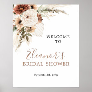 Póster Letrero de bienvenida de hierba de Pampas boho bei