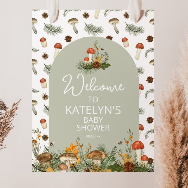 Póster Letrero de bienvenida de hongos y flores silvestre (Subido por el creador)