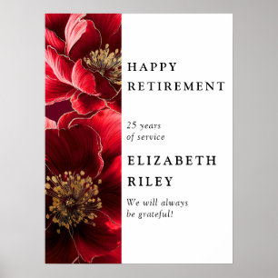 Póster Letrero de bienvenida de jubilación feliz floral r
