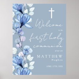 Póster Letrero de bienvenida de la Santa Comunión floral 