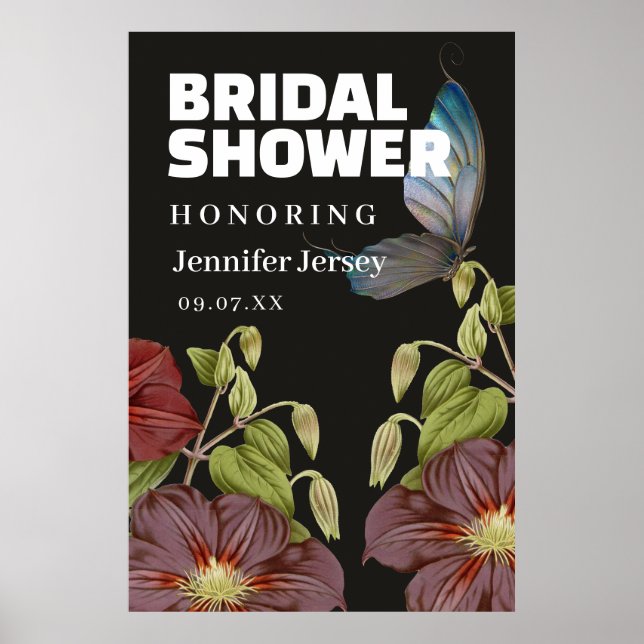 Póster Letrero de bienvenida de mariposa en jardín de flo (Frente)