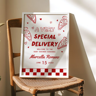 Póster Letrero de bienvenida de pizza roja italiana de en