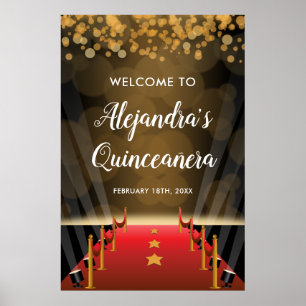 Póster Letrero de bienvenida de Quinceañera en la alfombr