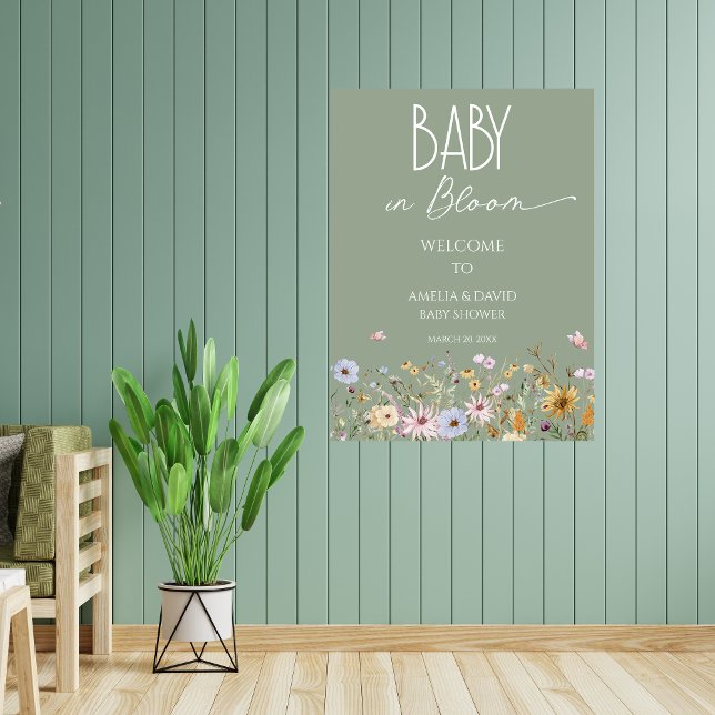 Póster Letrero de bienvenida de salvia verde de flores si (Subido por el creador)