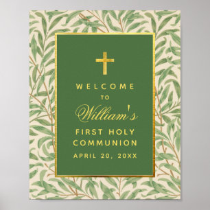 Póster Letrero de bienvenida de verde y dorado para Prime