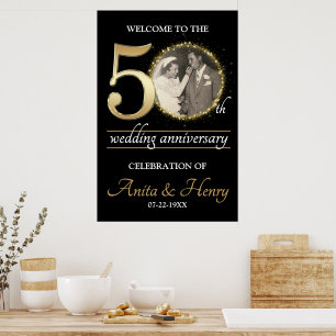 Póster Letrero de bienvenida del 50 aniversario con foto