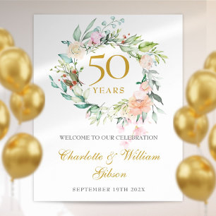 Póster Letrero de bienvenida del 50 aniversario de guirna