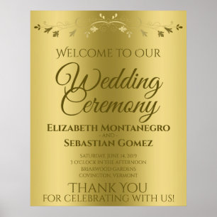 Póster Letrero de bienvenida elegante con gradiente dorad