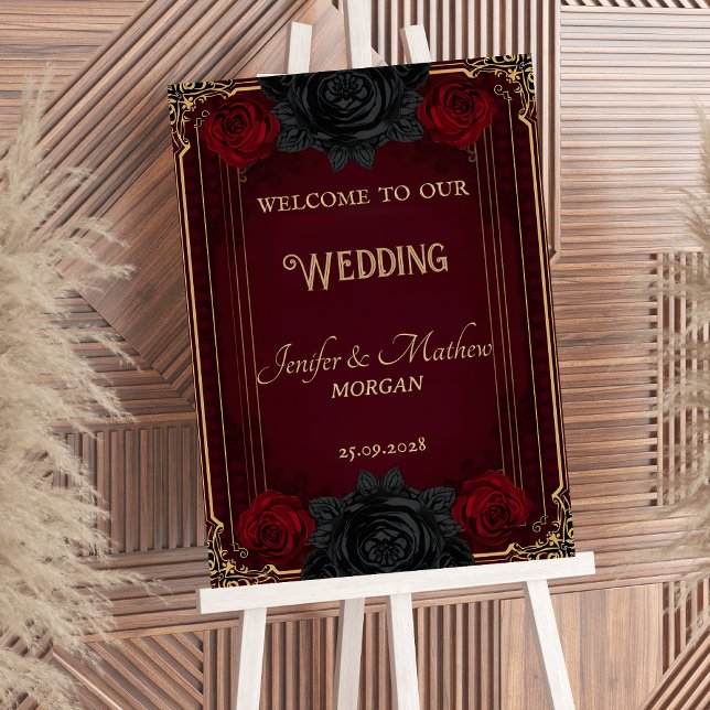 Póster Letrero de bienvenida elegante romance oscuro góti (Subido por el creador)