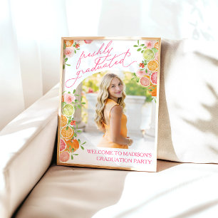 Póster Letrero de Bienvenida Floral Cítrico Recién Gradua