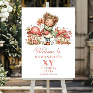 Póster Letrero de Bienvenida Floral de Cumpleaños 8 de Ha