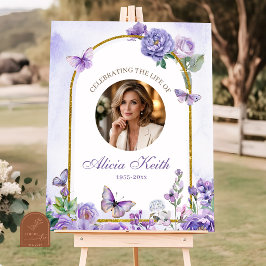 Póster Letrero de Bienvenida Funeral Floral Mariposa Mora