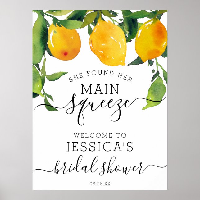 Póster Letrero de bienvenida Lemon Citrus Bridal Main Squ (Frente)